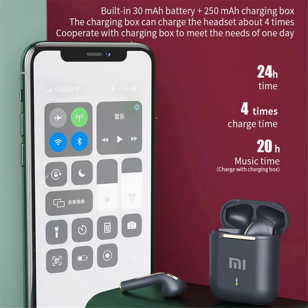 Xiaomi J18 Wireless Earphone Bluetooth Headset 9D Noise Reduction Gaming Headset with Microphone TWS Ear Buds Hands-Free Earbuds